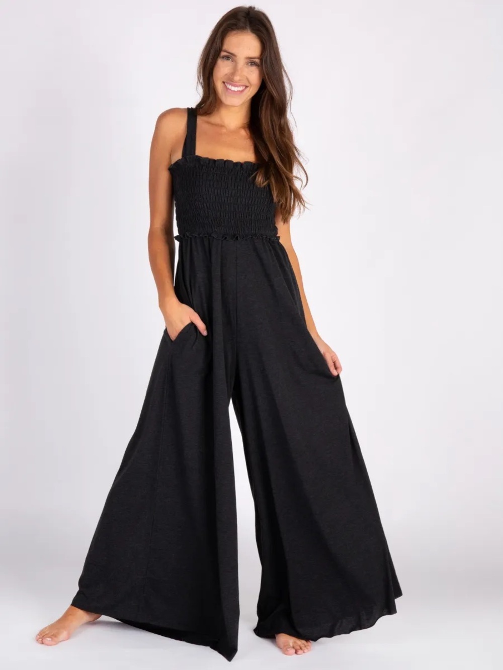 Natural life Harper Knit Jumpsuit - Charcoal stretchy comfy